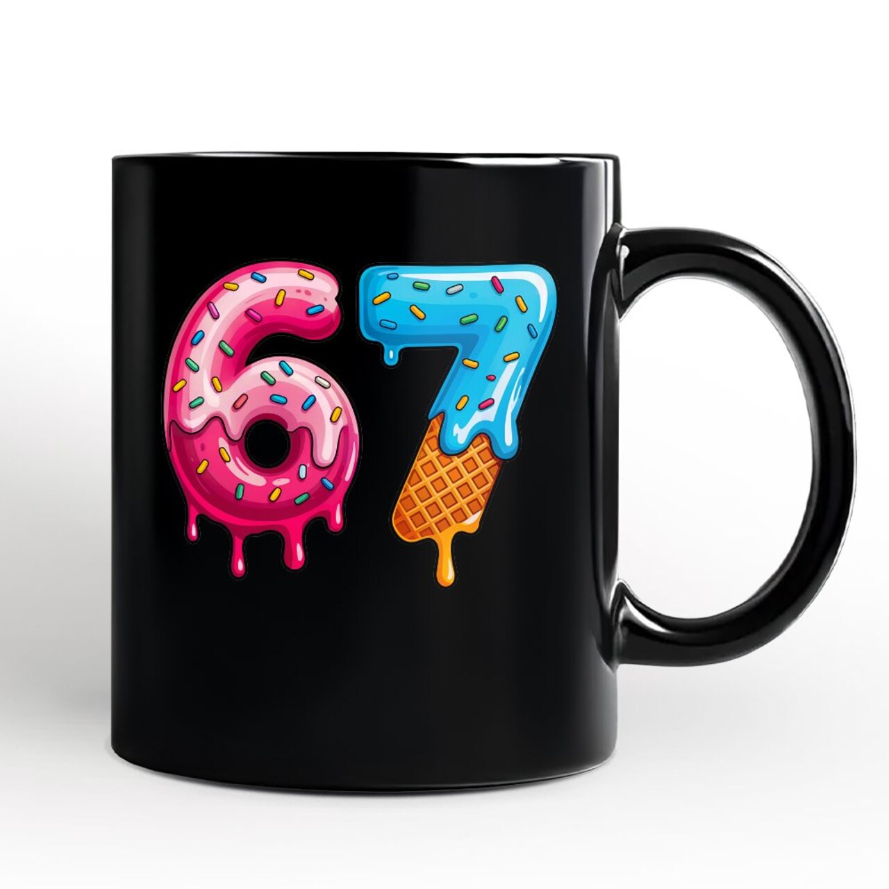 67 Ice Cream Drip Mug, Six Seven Colorful Sprinkles Meme Gift